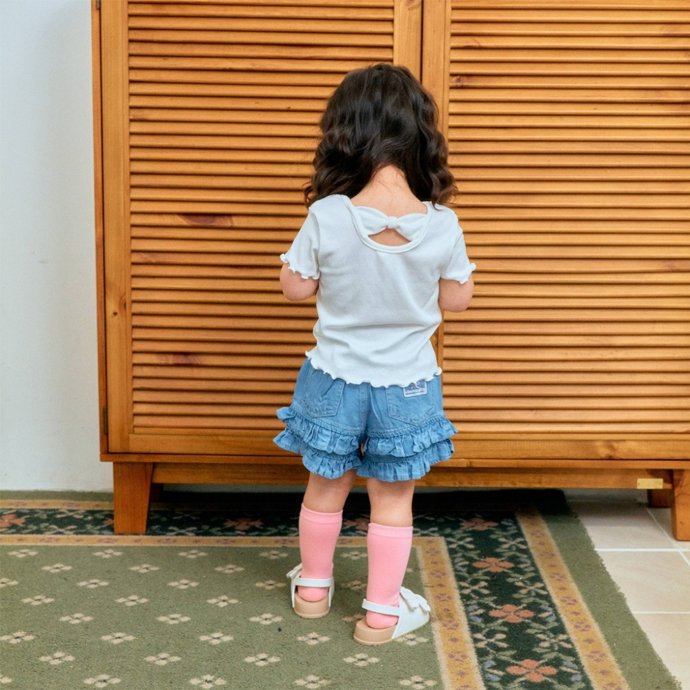 正韓童裝 1stblue 蛋糕裙擺牛仔短褲-細節圖5