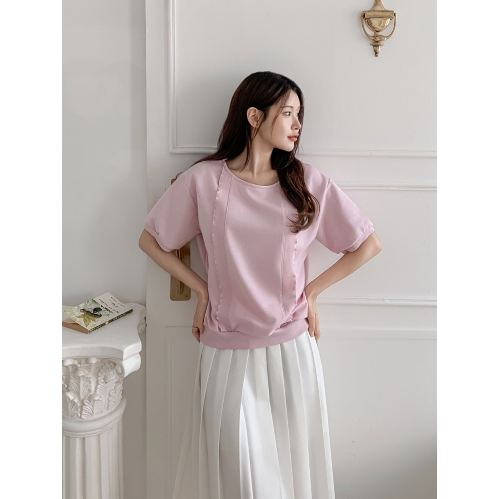 韓國女裝 Kkamjuu 假兩件拼碎花布上衣-細節圖11