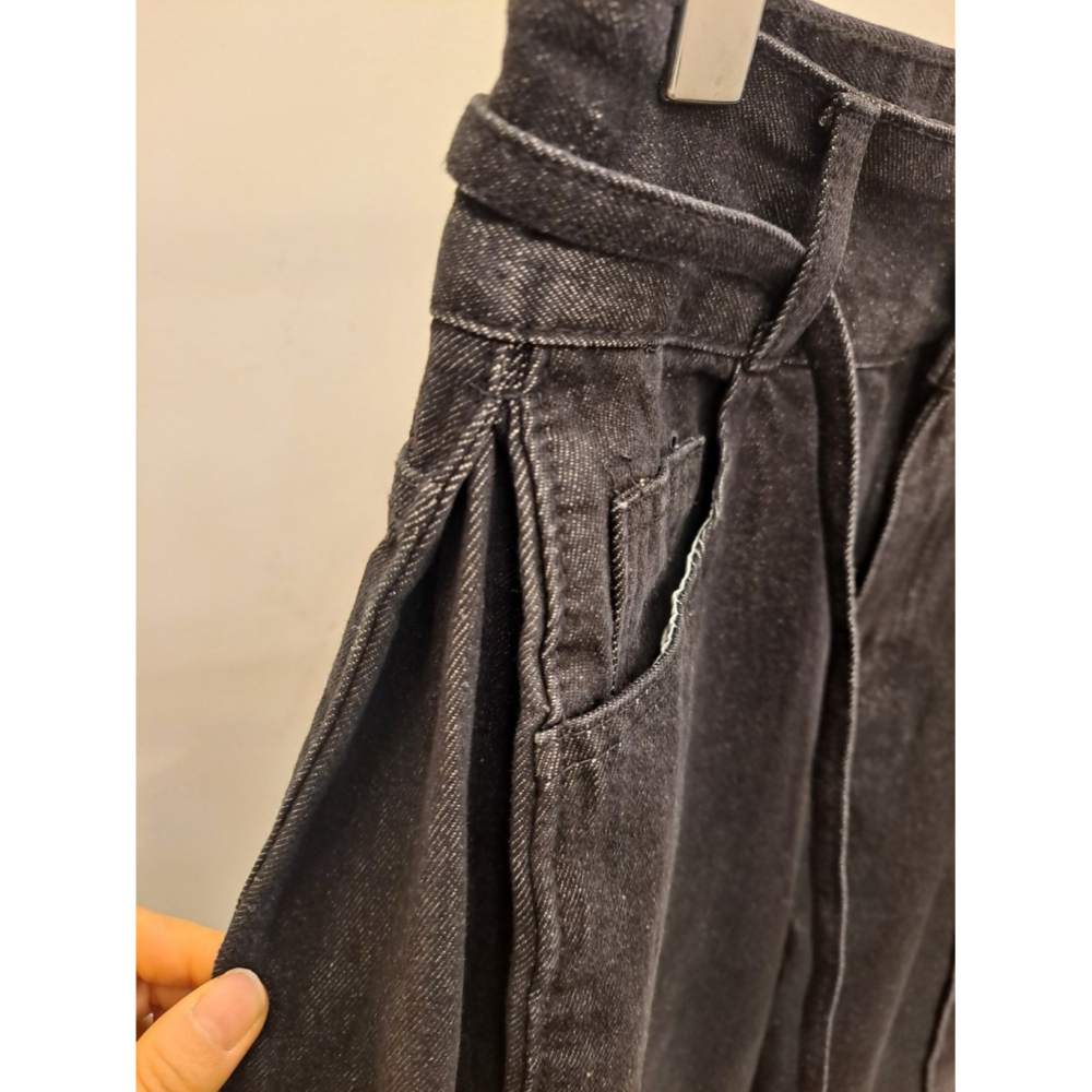 韓國女裝 Punch 復古美式開衩線牛仔闊腿褲-細節圖10