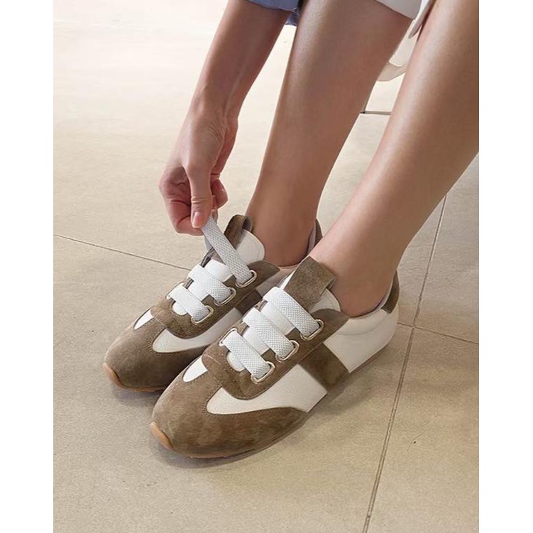 韓國女裝女鞋 Guelderrose 拼色皮免綁帶休閒運動鞋-細節圖3