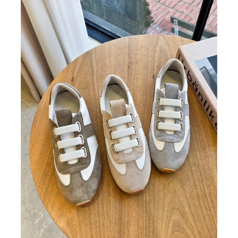 韓國女裝女鞋 Guelderrose 拼色皮免綁帶休閒運動鞋-細節圖4