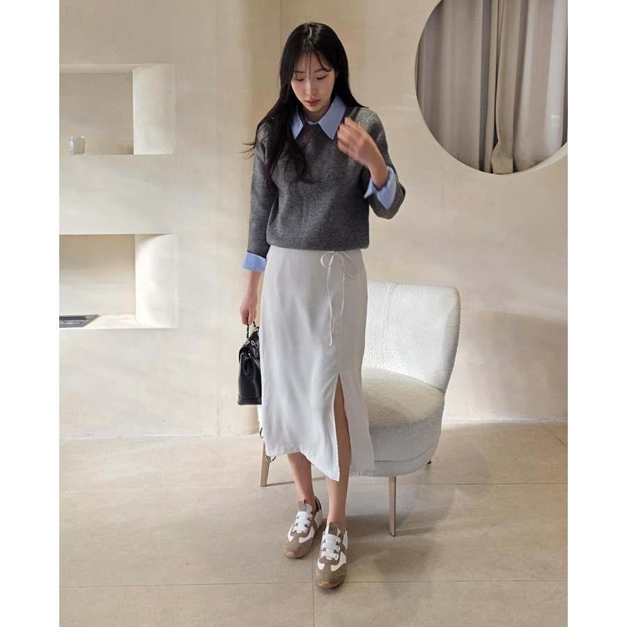 韓國女裝女鞋 Guelderrose 拼色皮免綁帶休閒運動鞋-細節圖6