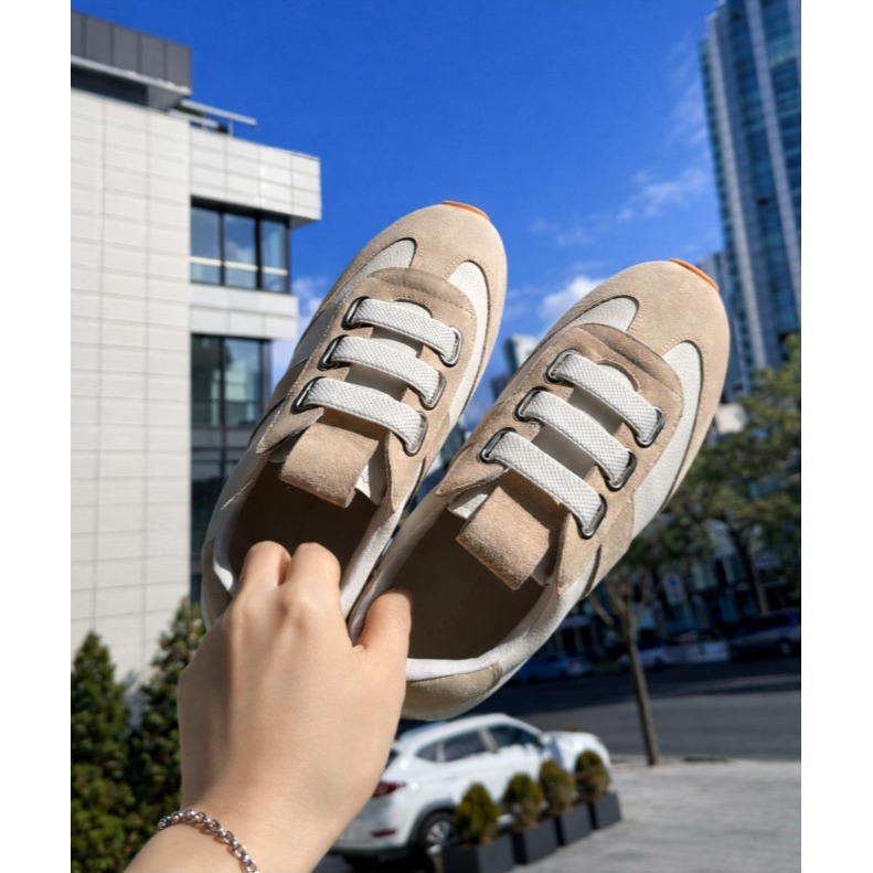 韓國女裝女鞋 Guelderrose 拼色皮免綁帶休閒運動鞋-細節圖8