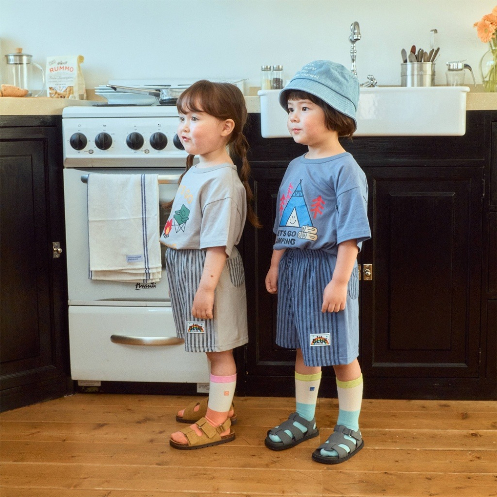 正韓童裝 1stblue 露營風格印花短袖T恤-細節圖4
