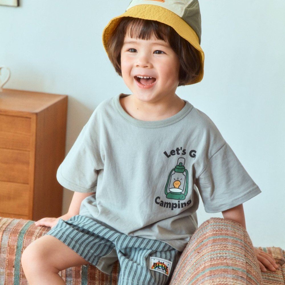 正韓童裝 1stblue 露營風格印花短袖T恤-細節圖7