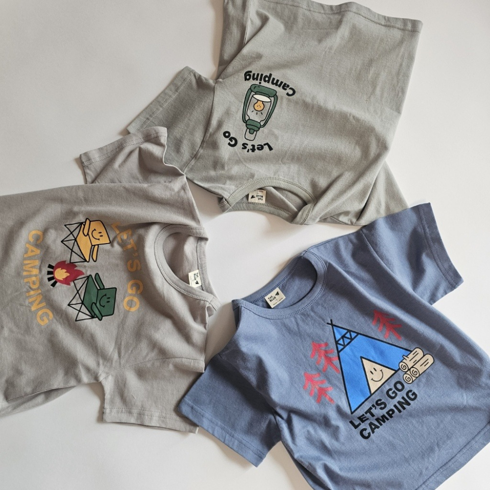 正韓童裝 1stblue 露營風格印花短袖T恤-細節圖10