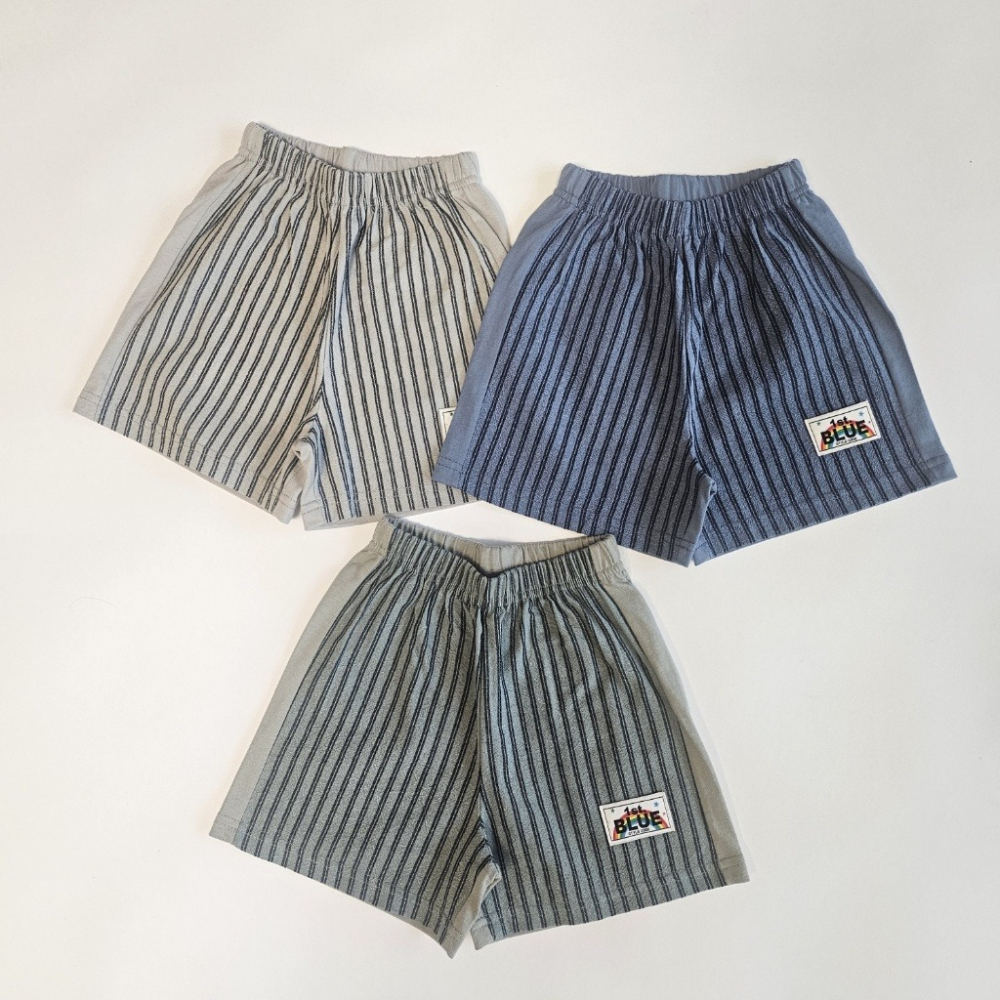 正韓童裝  1stblue  素色直條紋拼接五分短褲-細節圖7