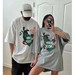 韓國女裝 Macbrother 黑兔粉兔抱抱愛心一起穿T恤-細節圖8