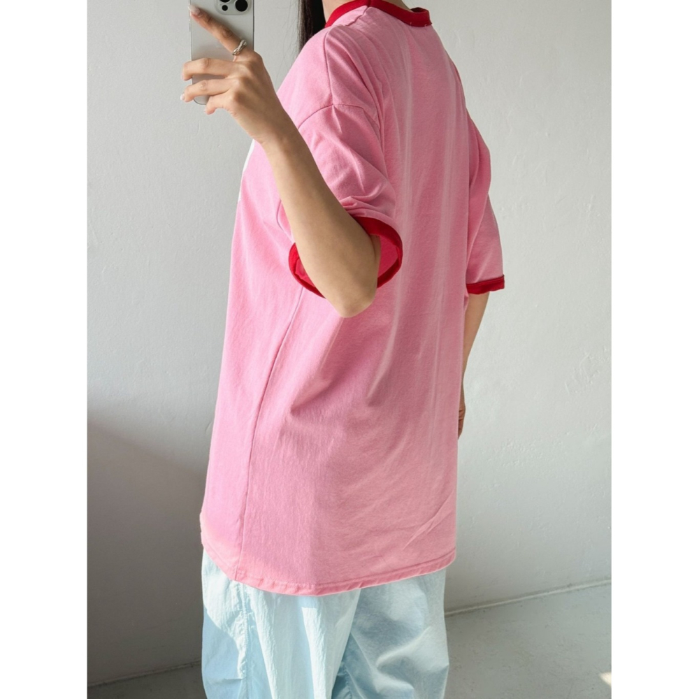 韓國女裝 Cl 復古字母 寬鬆休閒T恤-細節圖4