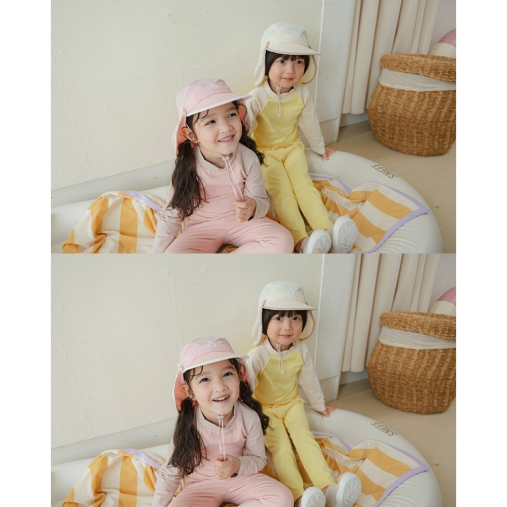 正韓童裝 here I am 拼接色泳衣套裝 防紫外線長袖泳衣泳褲-細節圖8