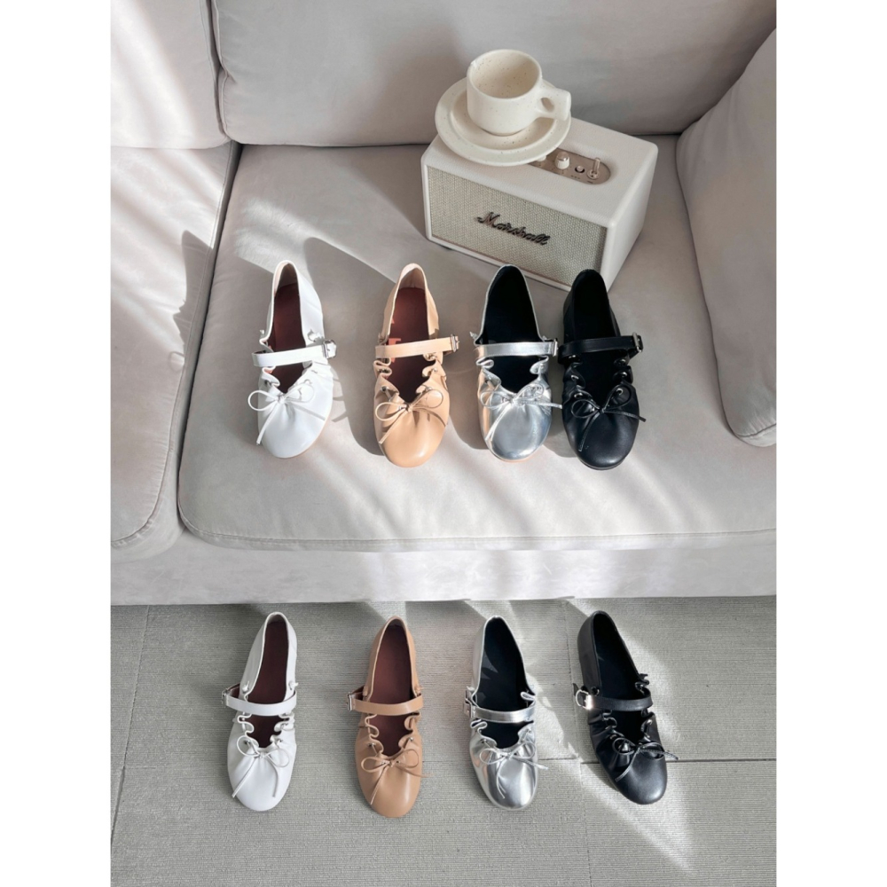 韓國女裝女鞋 Sshop 舞動娃娃瑪抓打摺芭蕾鞋-細節圖3