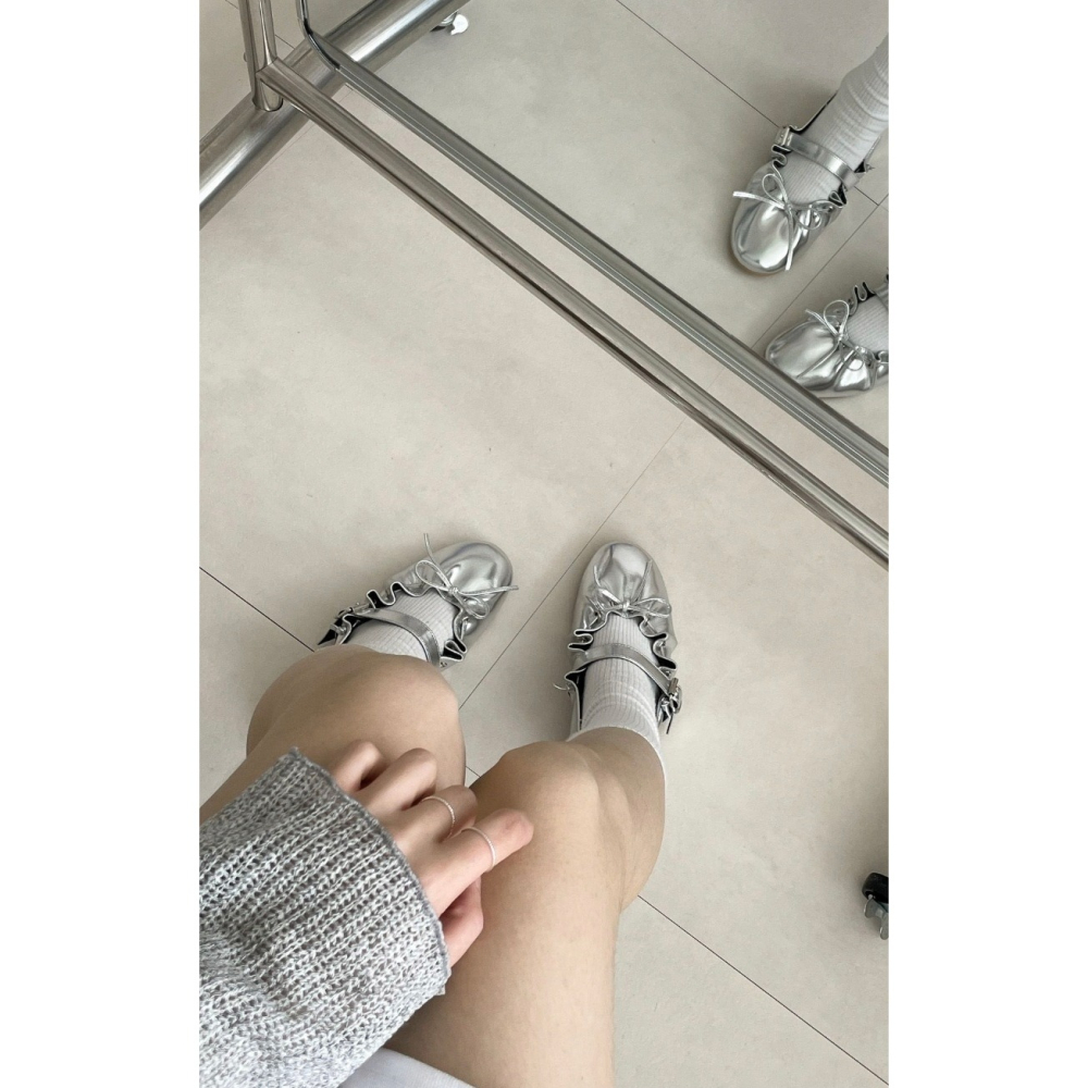 韓國女裝女鞋 Sshop 舞動娃娃瑪抓打摺芭蕾鞋-細節圖4