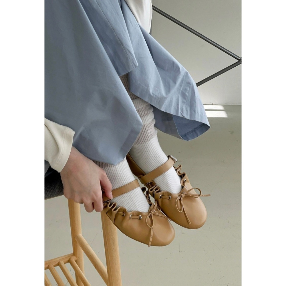 韓國女裝女鞋 Sshop 舞動娃娃瑪抓打摺芭蕾鞋-細節圖5