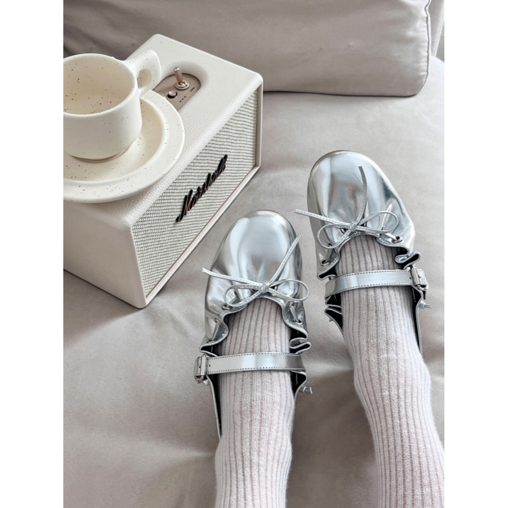 韓國女裝女鞋 Sshop 舞動娃娃瑪抓打摺芭蕾鞋-細節圖7