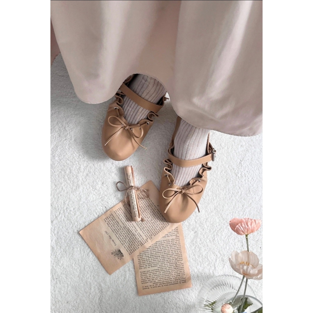 韓國女裝女鞋 Sshop 舞動娃娃瑪抓打摺芭蕾鞋-細節圖8