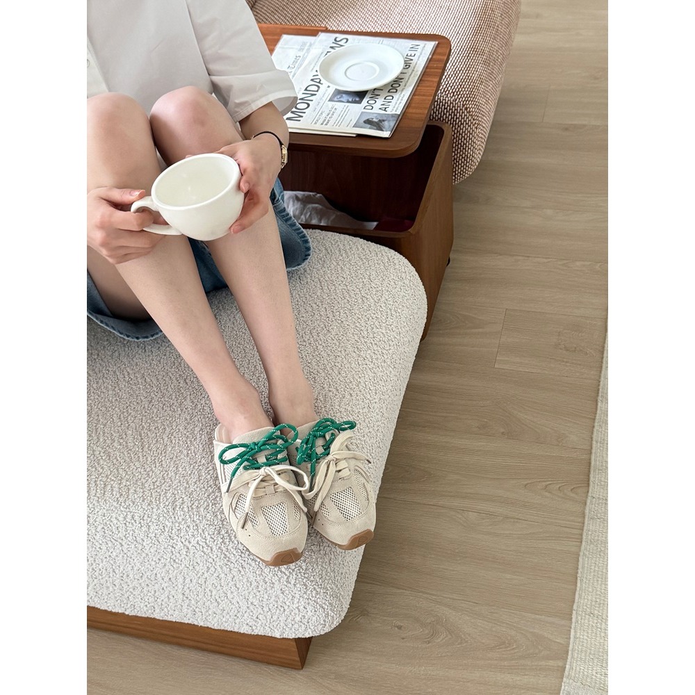韓國女裝女鞋 Sshop 網眼雙繫帶穆勒運動風半拖鞋-細節圖2