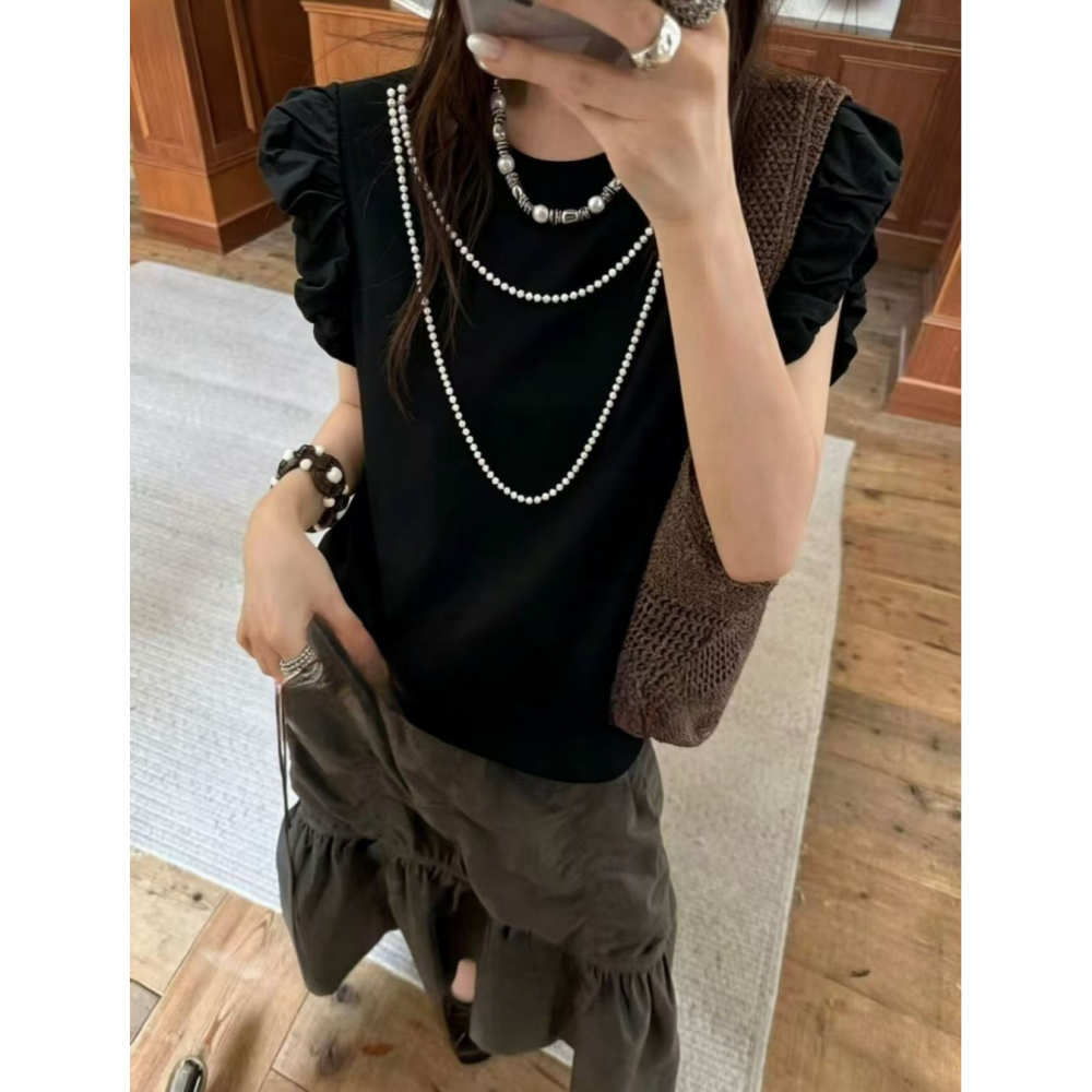 韓國女裝 Theother 法式荷葉邊飛飛袖T-細節圖9
