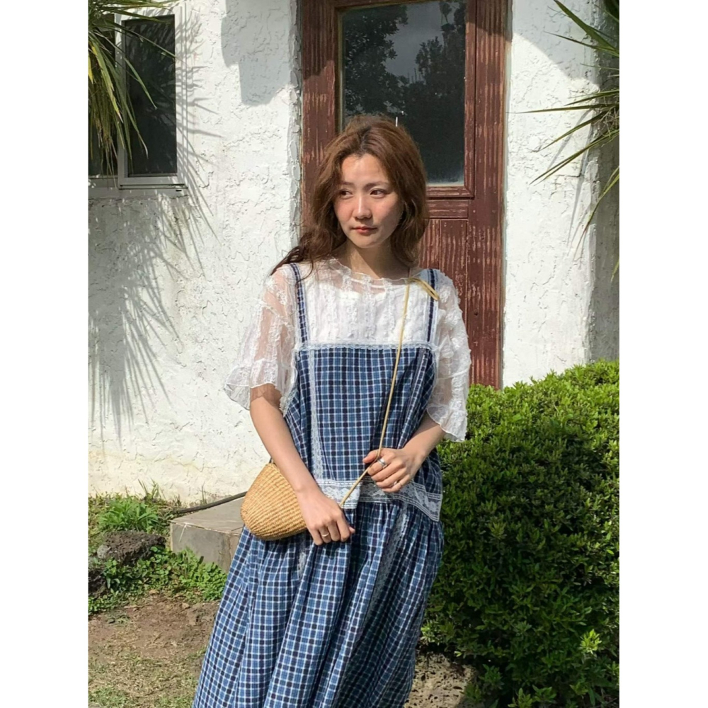 韓國女裝 Venti 森林系文青女孩的寬長洋連衣裙-細節圖2