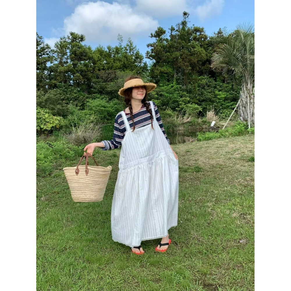 韓國女裝 Venti 森林系文青女孩的寬長洋連衣裙-細節圖11