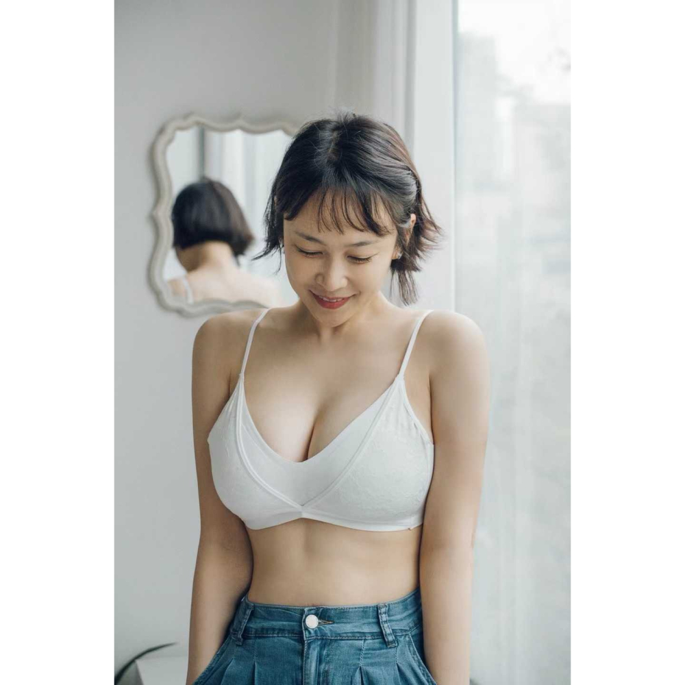 韓國女裝 your123  法式微醺深V交叉蕾絲無鋼圈bra內衣-細節圖8