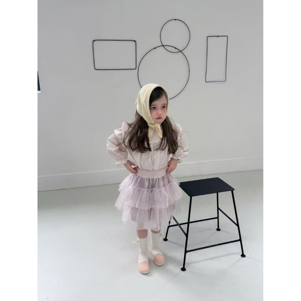 正韓童裝 Aiai 夢幻公主唯美風雙層網紗澎澎蛋糕裙-細節圖3