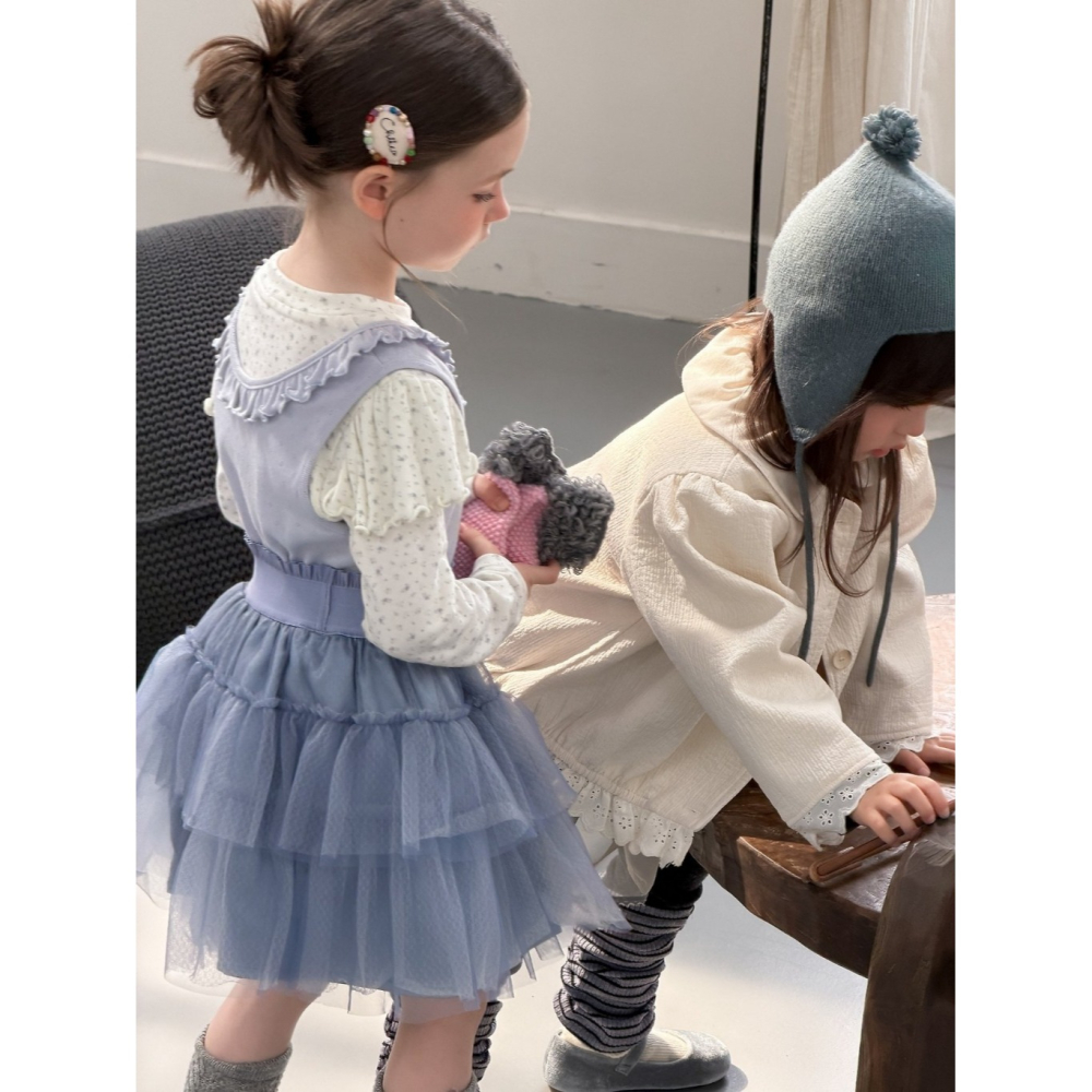 正韓童裝 Aiai 夢幻公主唯美風雙層網紗澎澎蛋糕裙-細節圖4