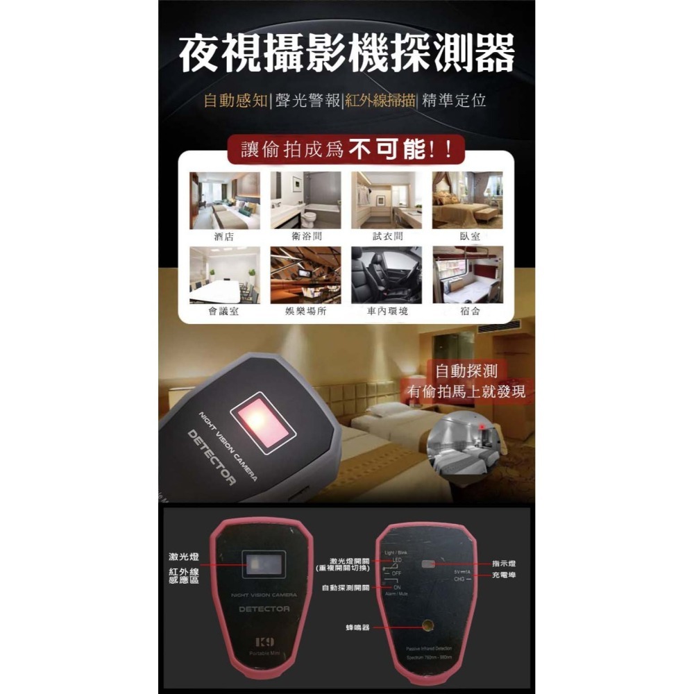 紅外線夜視攝影機探測器 反偷拍反針孔 紅外線偵測 夜視攝影機偵測 GL-i29-細節圖3