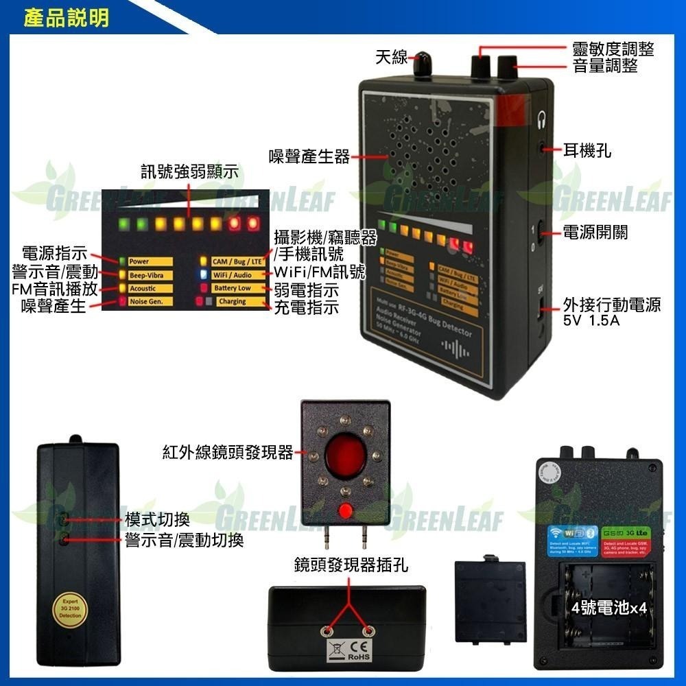 數位/類比無線訊號多功能掃描器 台灣製防盜錄白噪音產生器 反針孔鏡頭發現器 反監聽偵測器 反竊聽反偷拍 GL-i15-細節圖3