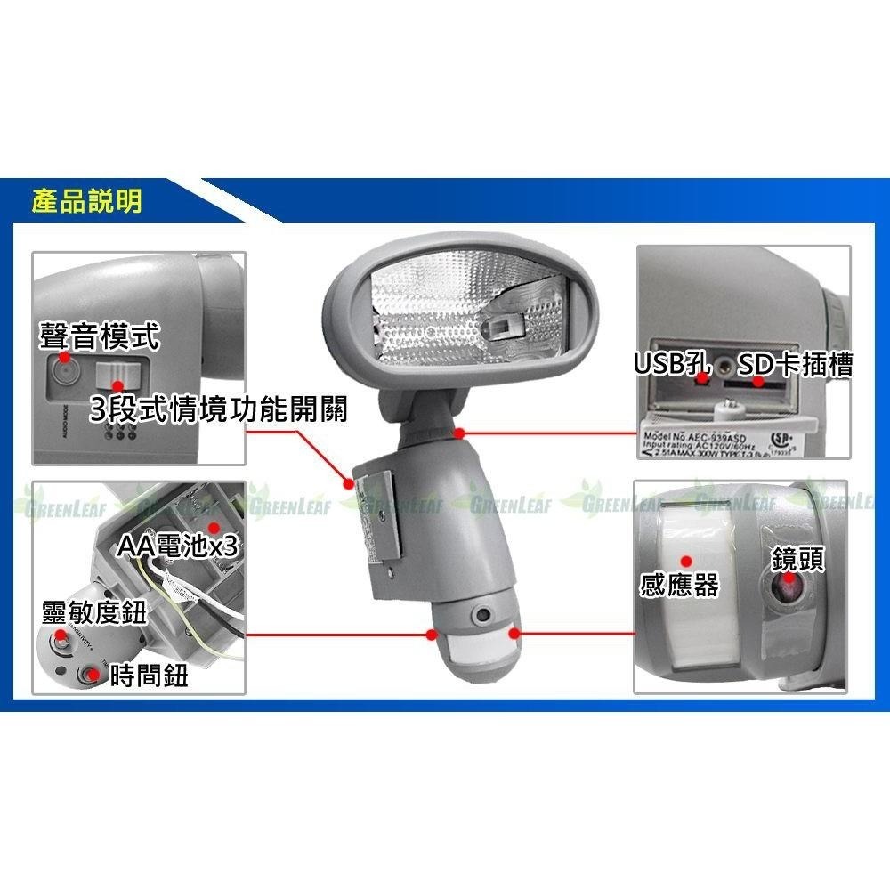 監視攝影機感應燈300W鹵素燈+紅外線感應器+錄影+喇叭 防水IP66認證 臺灣製 蒐證 GL-D22-細節圖3