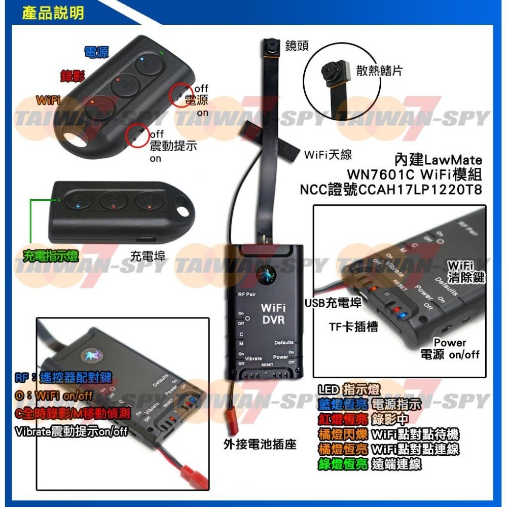 WiFi遠端監控蒐證器 DIY機板 針孔攝影機 臺灣製 即時影像系統模組 移動偵測 FHD 1080P GL-H48-細節圖3