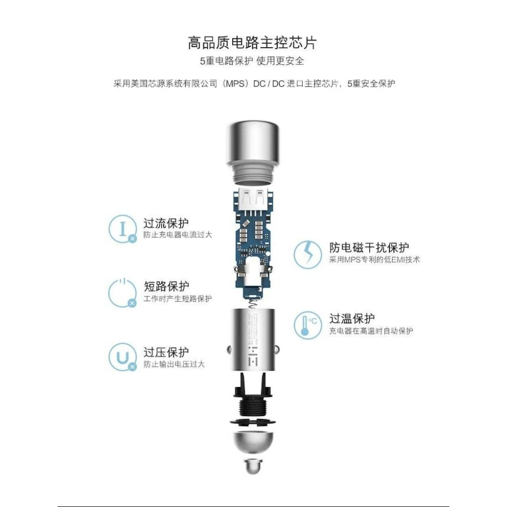 (現貨)ZMI 小米 紫米 車充 車載充電器 QC3.0 快充 雙孔 點菸器充電器-細節圖5