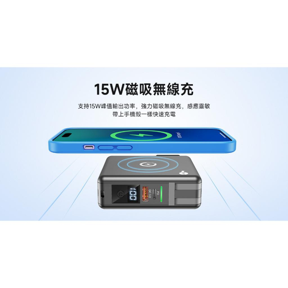 Mystyle 二代升級MagSafe多功能無線充電+自帶線行動電源+數顯充電頭PD快充大功率 (滿額加購限量9折!!)-細節圖3