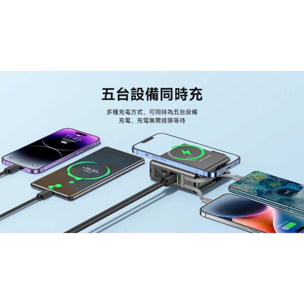 Mystyle 二代升級MagSafe多功能無線充電+自帶線行動電源+數顯充電頭PD快充大功率 (滿額加購限量9折!!)-細節圖7