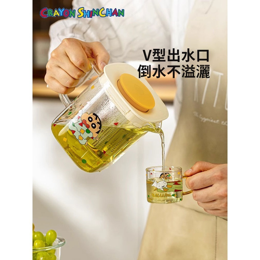 【樂融融】正版現貨 蠟筆小新 玻璃茶壺 冷水壺 熱水壺 水杯 新之助 動感超人 玻璃材質 摩登主婦-細節圖4