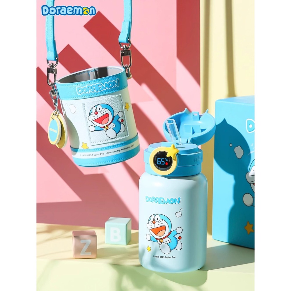 【杯具熊】正版 哆啦A夢 圈圈夢 保溫杯 環保杯 智能數顯溫度 韓國品牌 飲料杯 兒童水杯 小叮噹 哆啦a夢-細節圖2