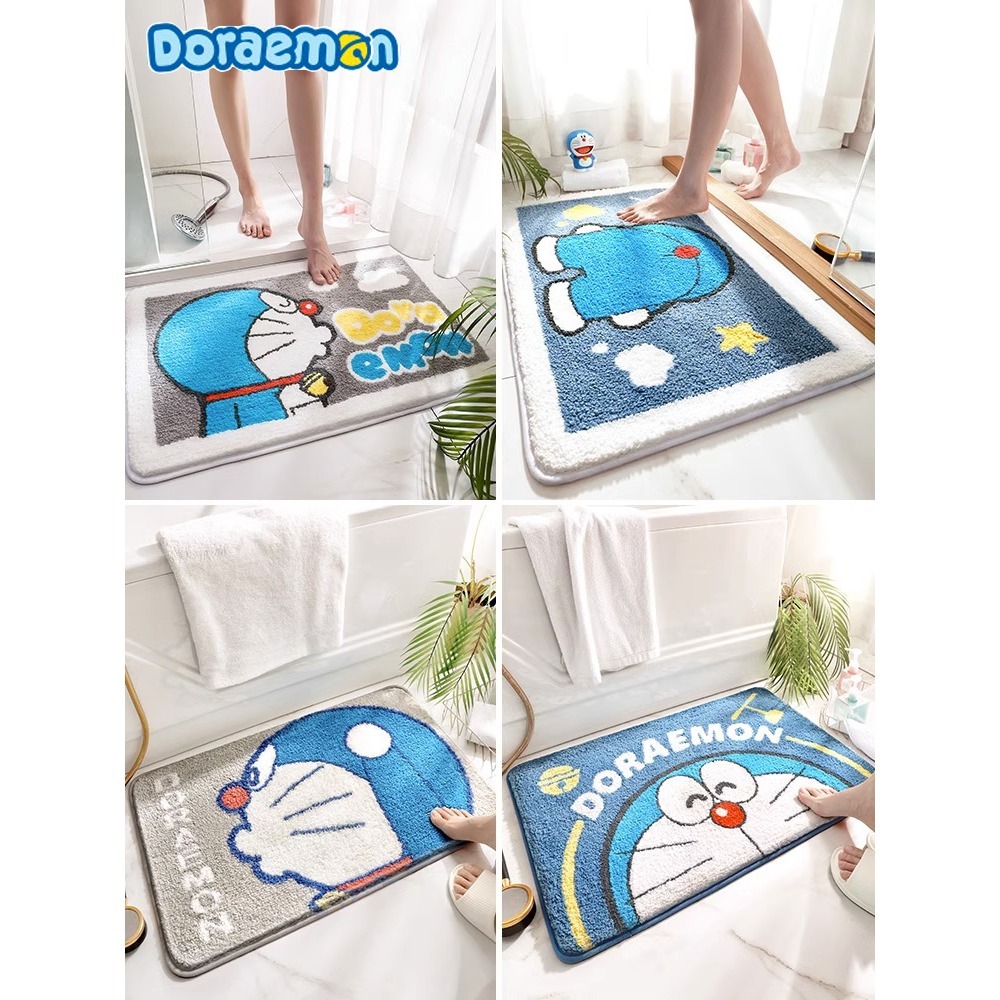 正版 哆啦A夢 植物絨地毯 吸水 防滑 家用 客廳 臥室 床邊 毛毯 哆啦a夢 地墊 腳墊 腳墊-細節圖2