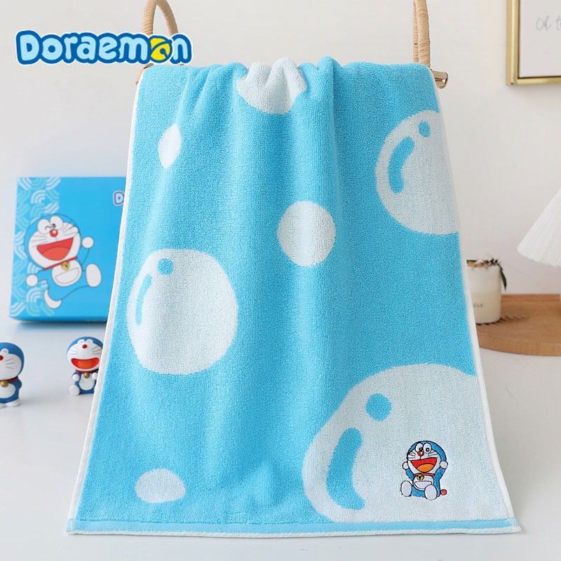 正版 哆啦A夢 歡樂哆啦款 純棉 浴巾 毛巾 浴袍 洗臉巾 口水巾 擦汗巾 交換禮物 哆啦a夢 小叮噹-細節圖3