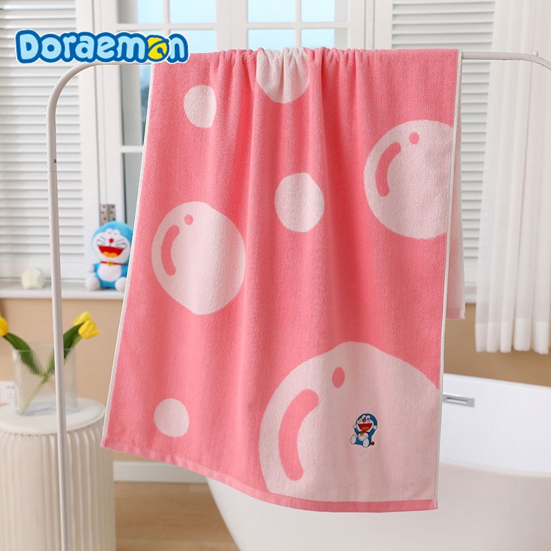 正版 哆啦A夢 歡樂哆啦款 純棉 浴巾 毛巾 浴袍 洗臉巾 口水巾 擦汗巾 交換禮物 哆啦a夢 小叮噹-細節圖6