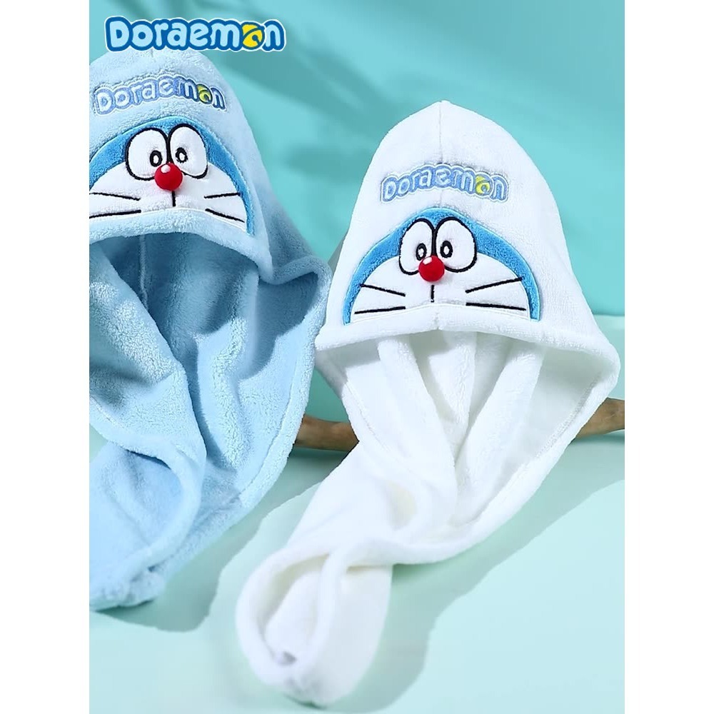 【樂融融】正版現貨 哆啦A夢 乾髮帽 乾髮巾 浴室 吸水 速乾 毛巾 小叮噹 哆啦a夢 浴室 洗頭 洗髮 青豆-細節圖5