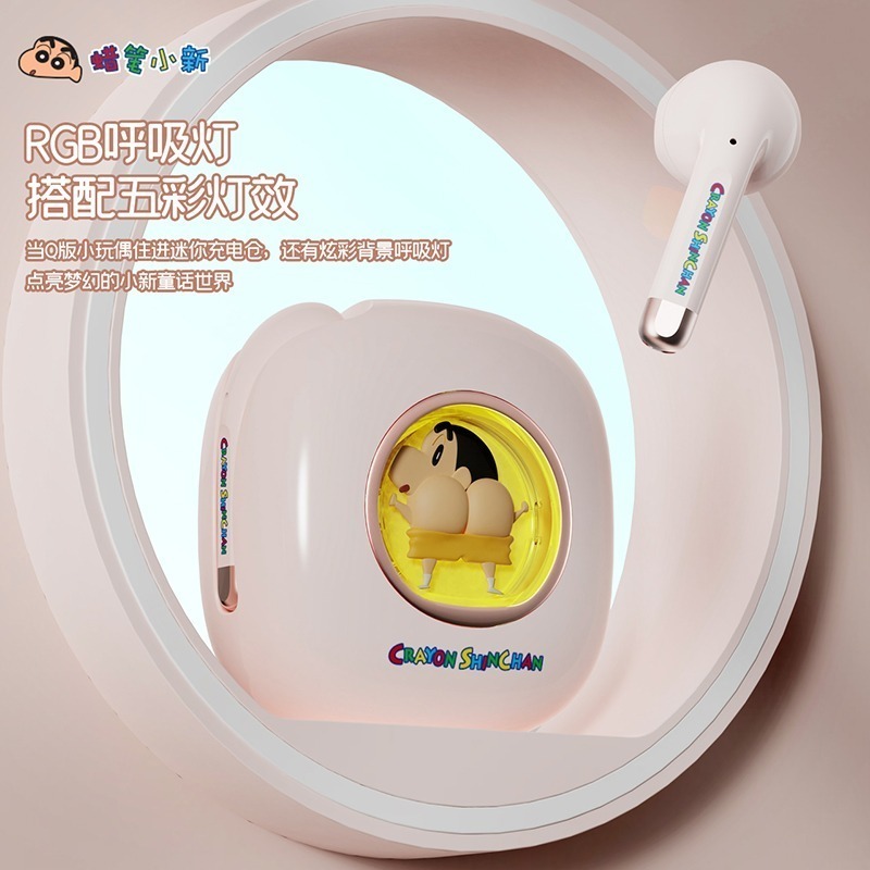 【最後1個】正版 蠟筆小新 藍牙無線耳機 呼吸燈耳機 半開放式 小新屁股-細節圖2