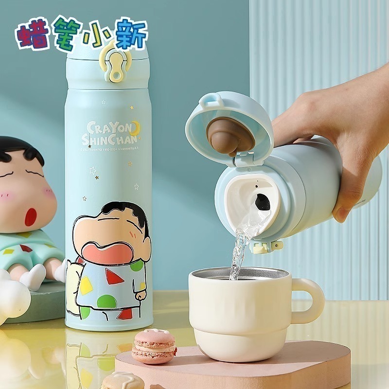 【樂融融】正版現貨 蠟筆小新 睡衣小新保溫杯 500ml 保溫瓶 保冰 水瓶 水杯 曙曦 新之助 送禮-細節圖3