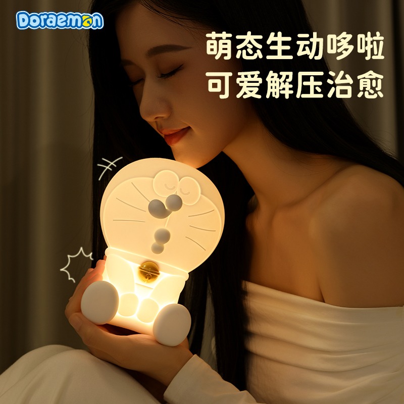 正版 哆啦A夢 硅膠拍拍燈 小夜燈 無需電池 送禮 療癒 夜燈 擺件 睡眠燈 不怕黑 小叮噹 哆啦a夢-細節圖2