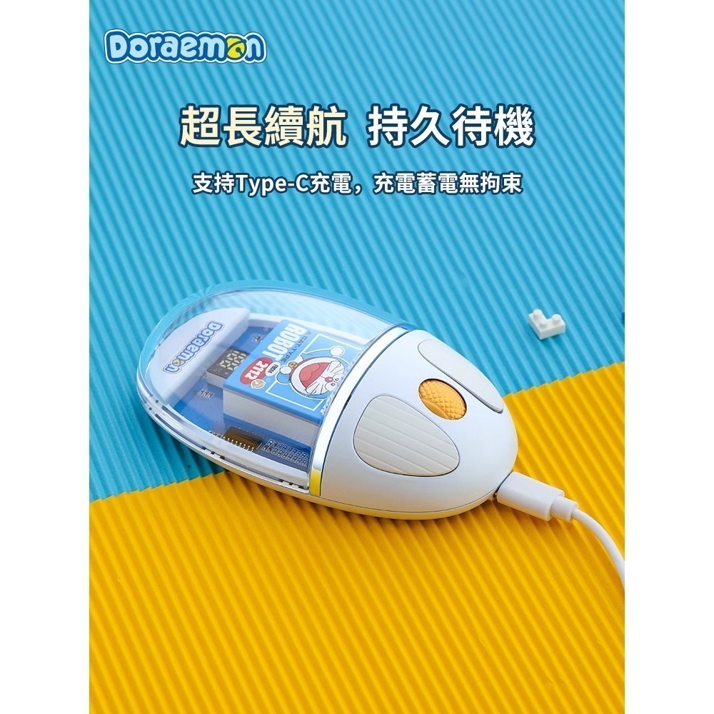 【最後1個】正版 哆啦A夢 透明滑鼠 炫彩燈 電量顯示 無線滑鼠 藍牙滑鼠 小叮噹 哆啦a夢-細節圖5