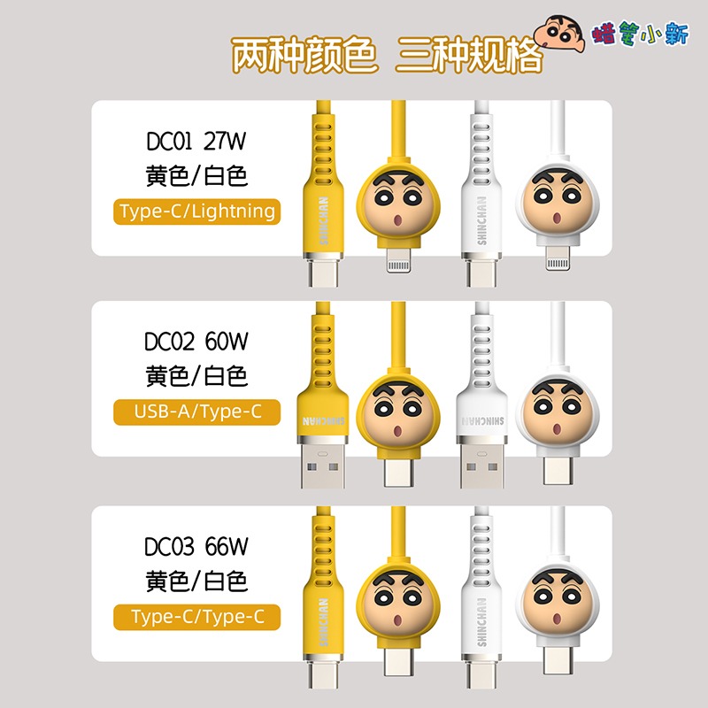 正版 蠟筆小新 快充線 充電線 數據線 硅膠公仔款 15 三星 蘋果 type-c USB 快充 新之助 小白-細節圖9