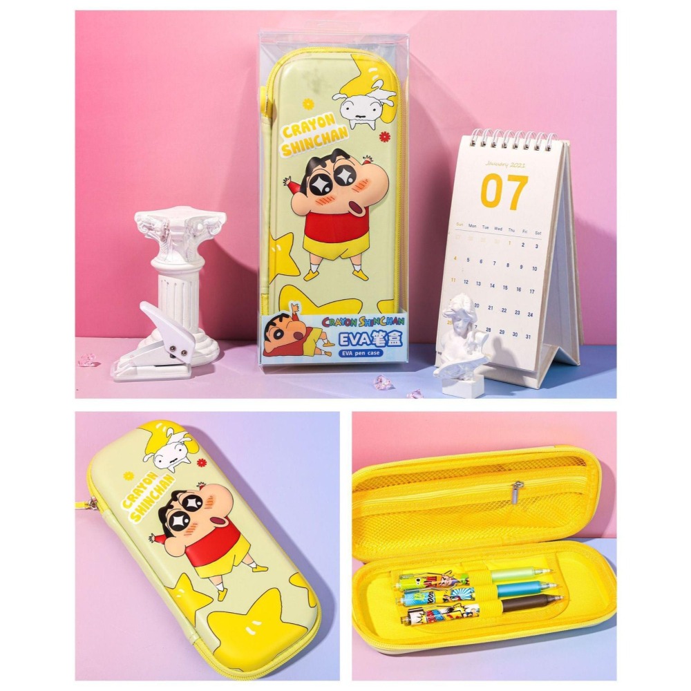 正版 蠟筆小新 EVA筆盒 鉛筆盒 鉛筆袋 大容量 拉鏈式 新之助 小白-細節圖4
