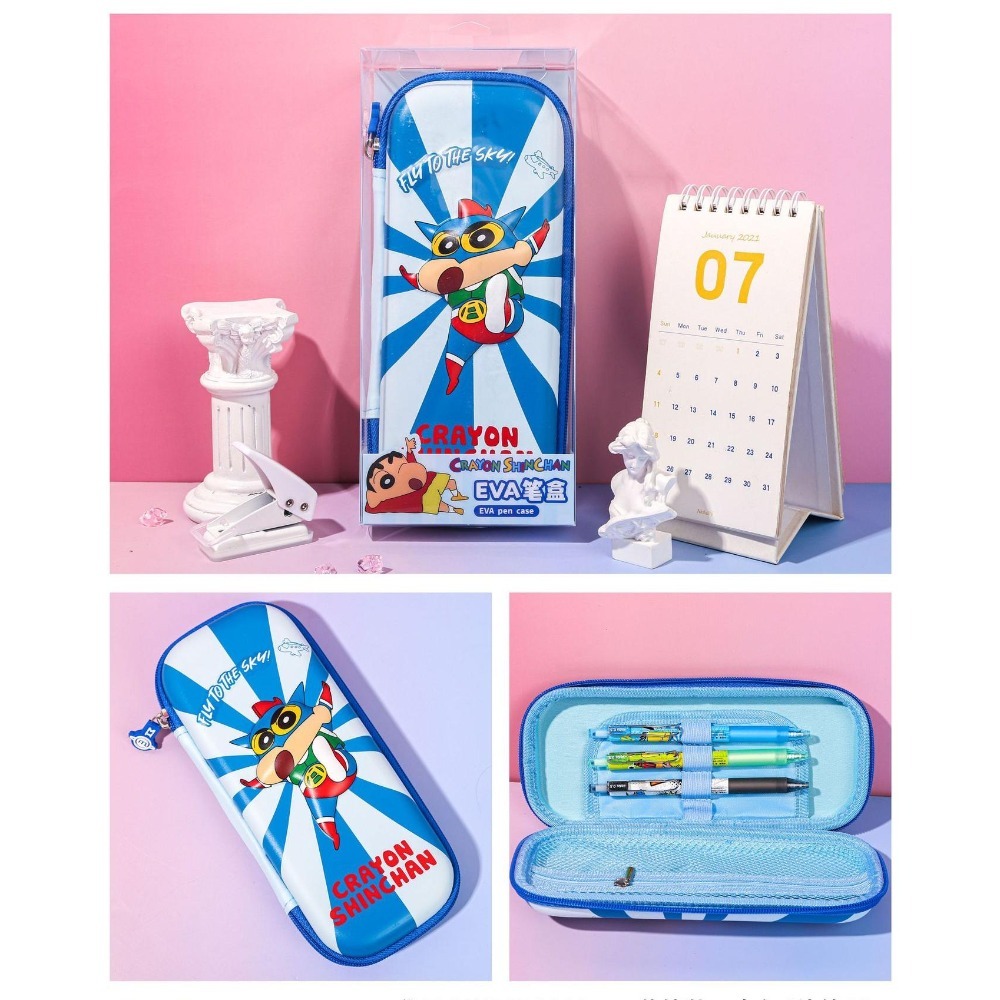 正版 蠟筆小新 EVA筆盒 鉛筆盒 鉛筆袋 大容量 拉鏈式 新之助 小白-規格圖7