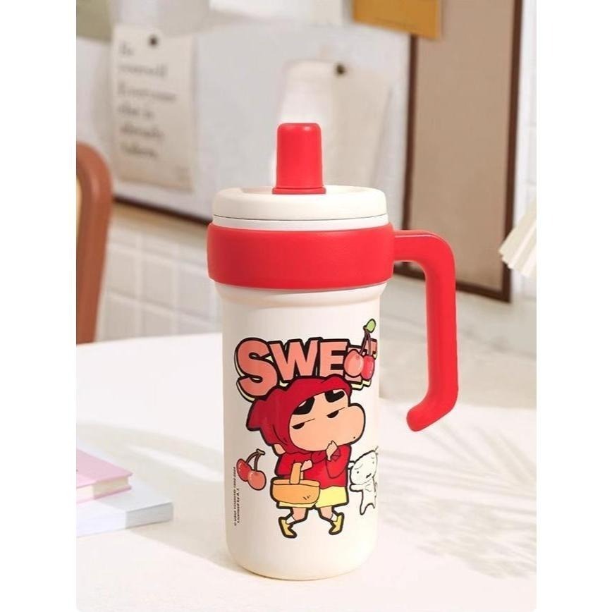 【現貨】正版 蠟筆小新 冰霸杯 970ml 保溫杯 保溫瓶 帶把手 帶吸管 超高吸睛率 新之助 小白 萌兔兔-規格圖7
