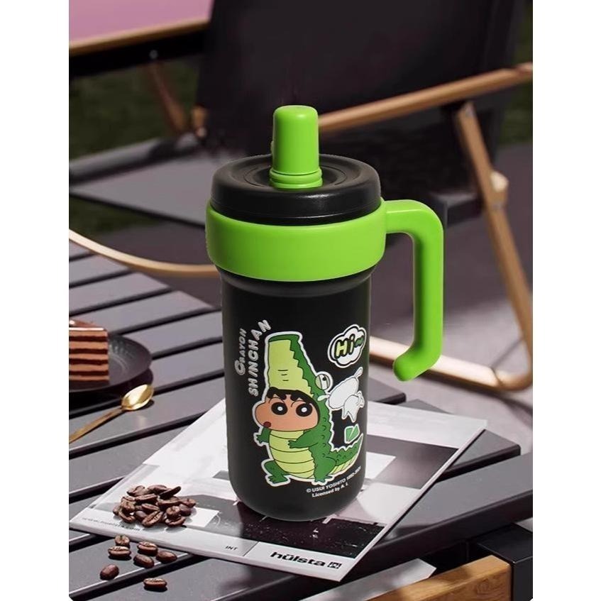 【現貨】正版 蠟筆小新 冰霸杯 970ml 保溫杯 保溫瓶 帶把手 帶吸管 超高吸睛率 新之助 小白 萌兔兔-規格圖7