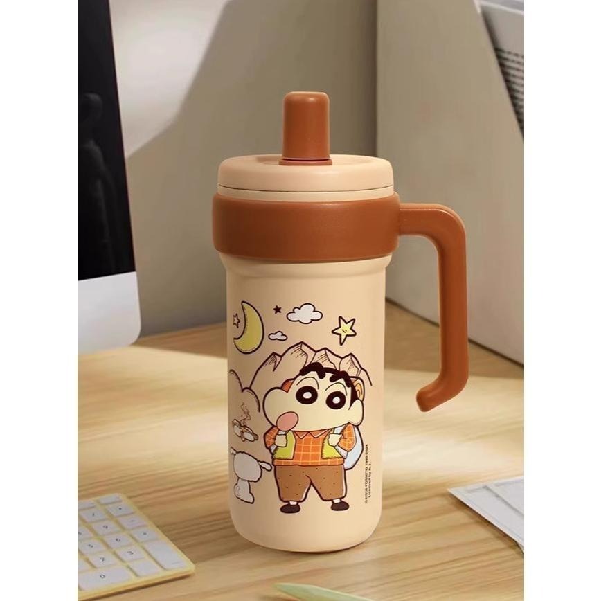 【現貨】正版 蠟筆小新 冰霸杯 970ml 保溫杯 保溫瓶 帶把手 帶吸管 超高吸睛率 新之助 小白 萌兔兔-規格圖7