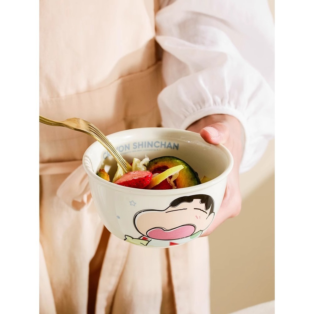 正版 蠟筆小新 4.6英吋護邊碗 飯碗 小碗 最新款 點心碗 陶瓷 睡衣小新 新之助 曙曦 餐具 烘焙-細節圖5